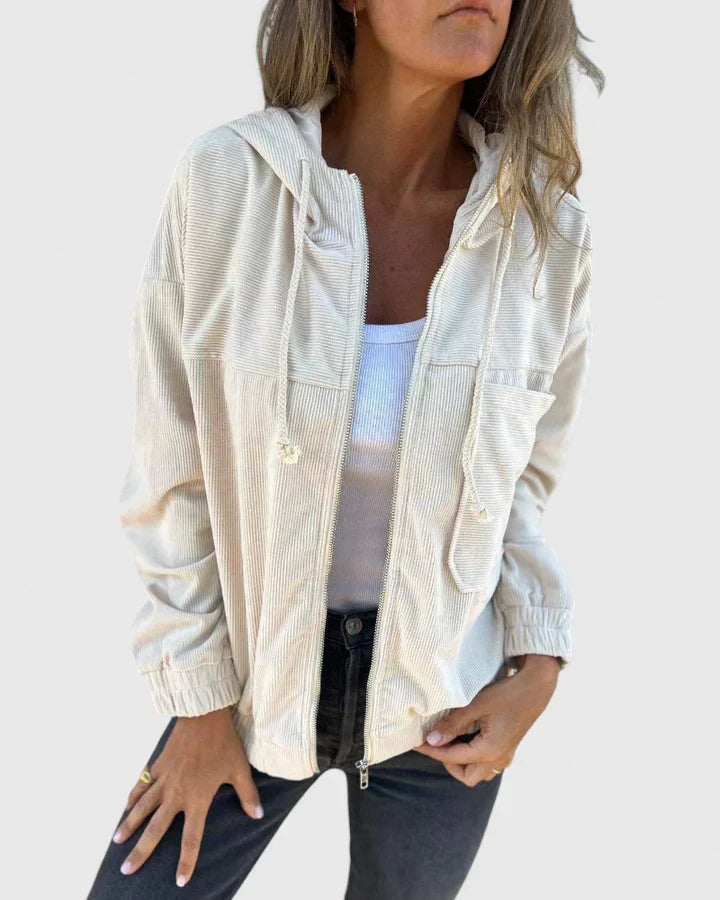 Women's Relaxed-Fit Retro Zip-Up Jacket with Pockets