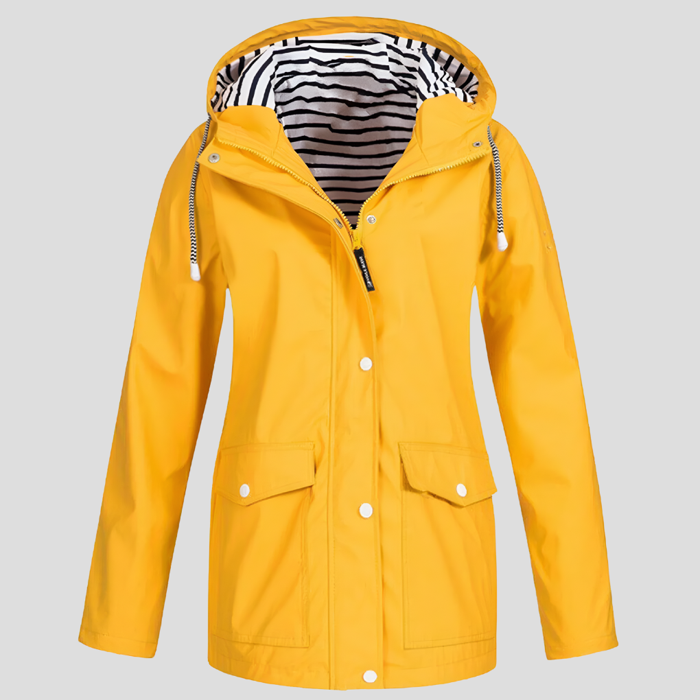 Women's Waterproof Hooded Raincoat with Zip Front