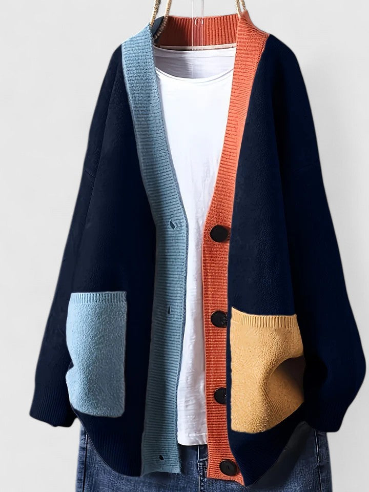Women's Oversized Button-Up Cardigan with Pockets