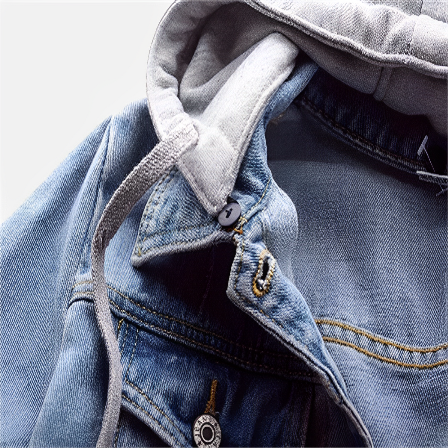 Adah - Veste en jean à manches longues avec capuche amovible