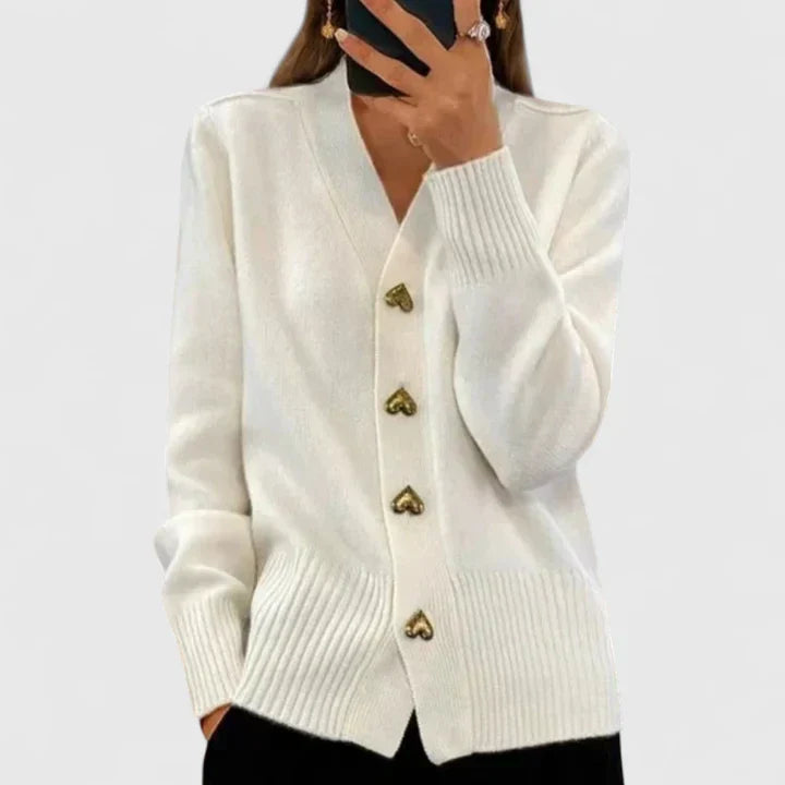 Women's Heart Button Classic Cardigan