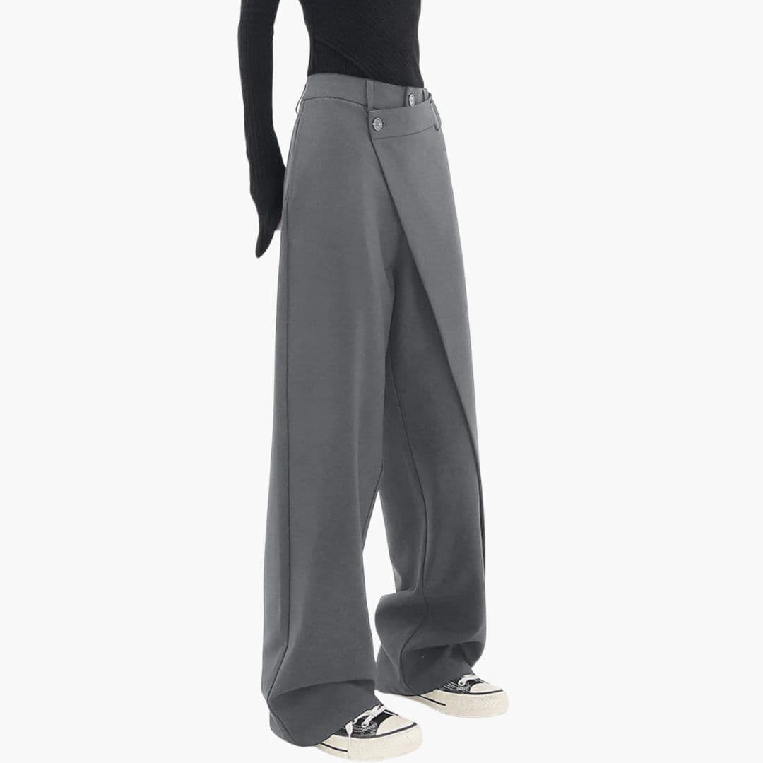 Women's Wide-Leg Trousers with Asymmetric Wrap Waist