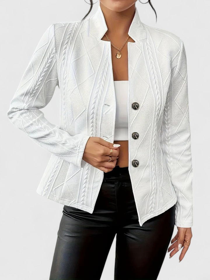 Women's Textured Stand-Collar Tailored Jacket