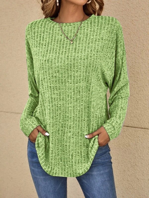 Women's Relaxed Waffle-Knit Top with Curved Hem