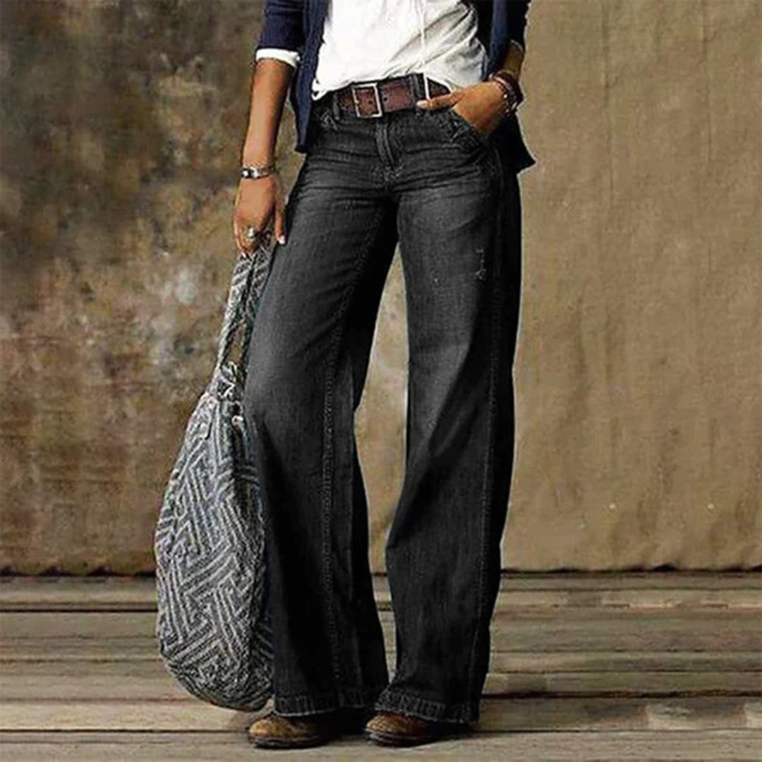 Women's Vintage-Wash Wide-Leg Jeans