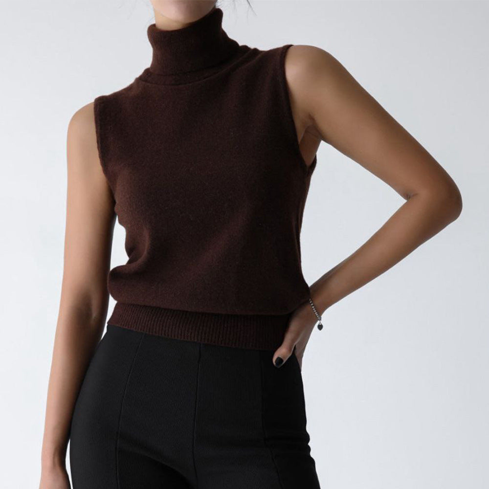 Women's Sleeveless Knit Turtleneck Top