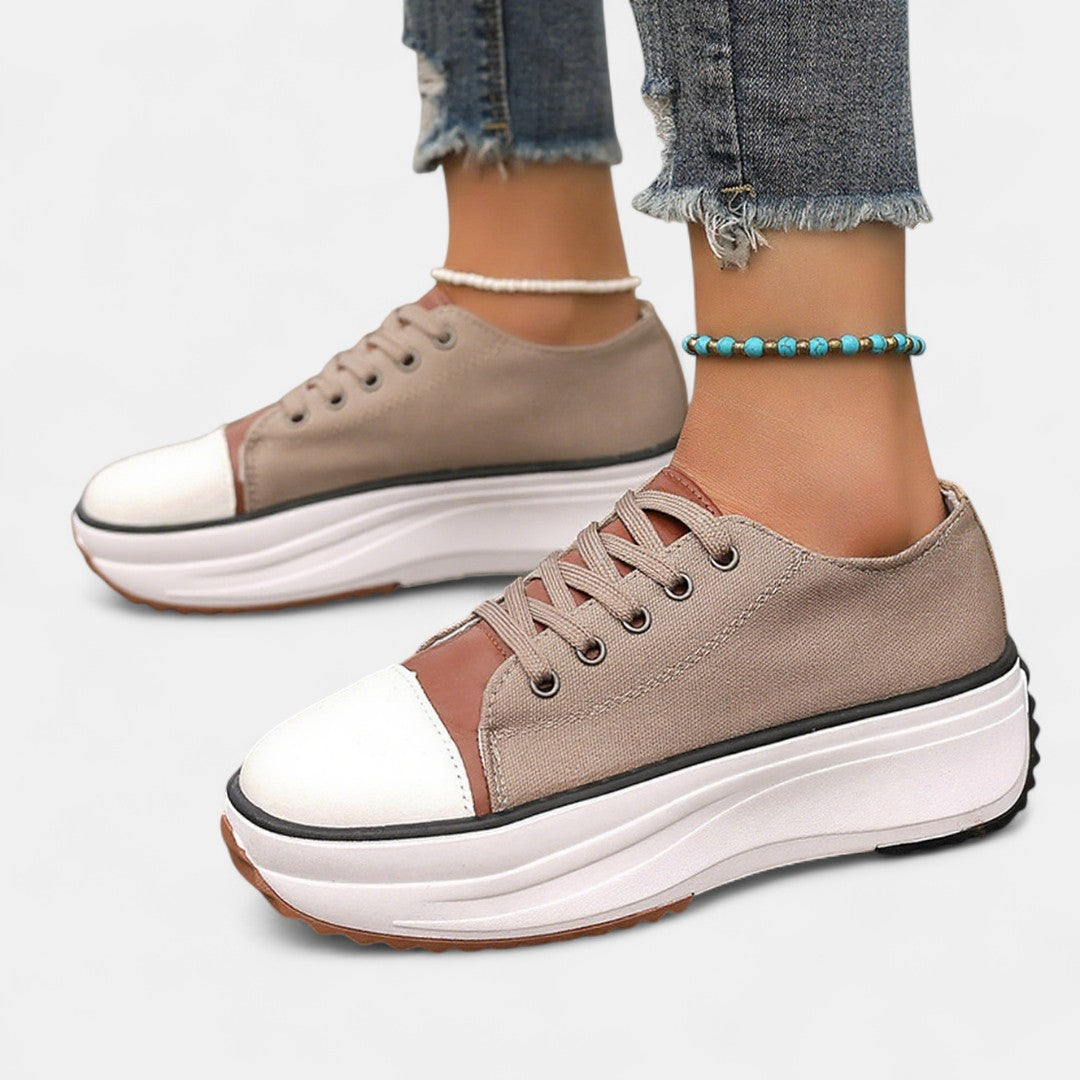 Women's Platform Lace-Up Trainers with Cushioned EVA Sole