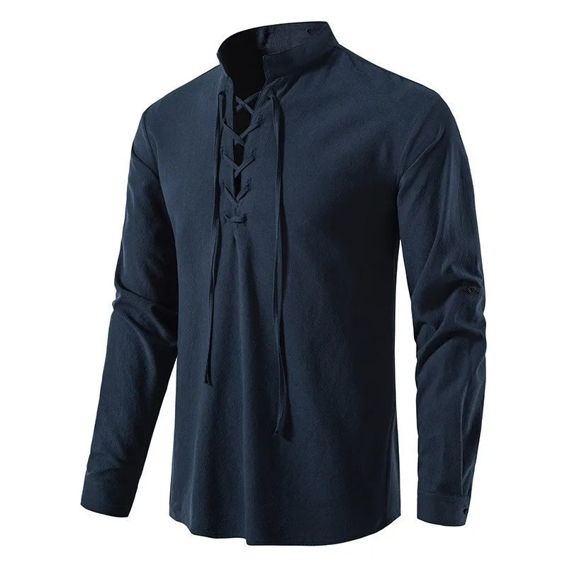 Gaetano - T-shirt Henley pour hommes avec lacets pour un look décontracté