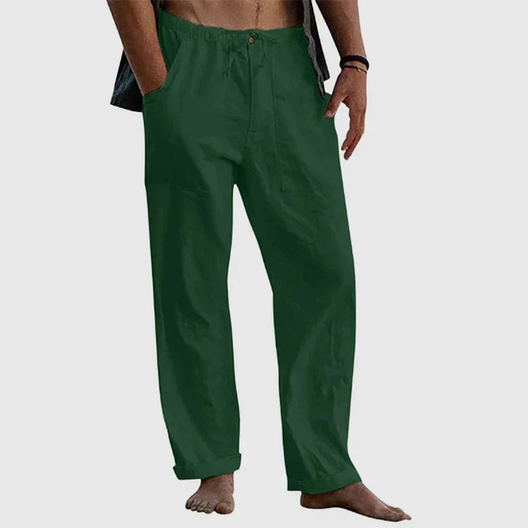 Casper - Pantalons de plage en lin pour hommes, coupe ample