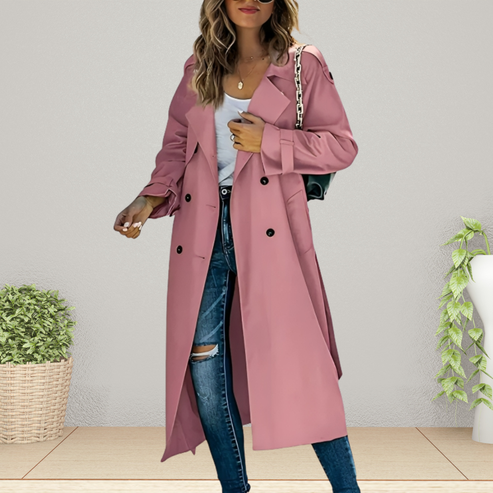 Women's Double-Breasted Mid-Length Trench Coat