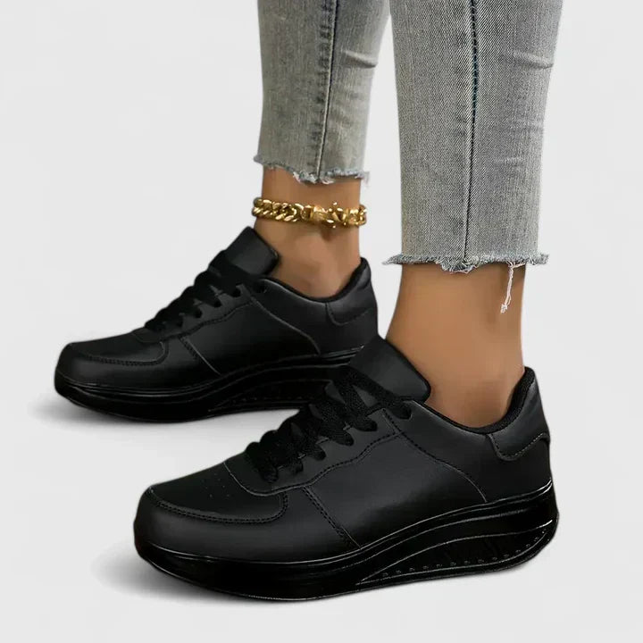 Women's Orthopaedic Leather-Look Wedge Trainers with Arch Support