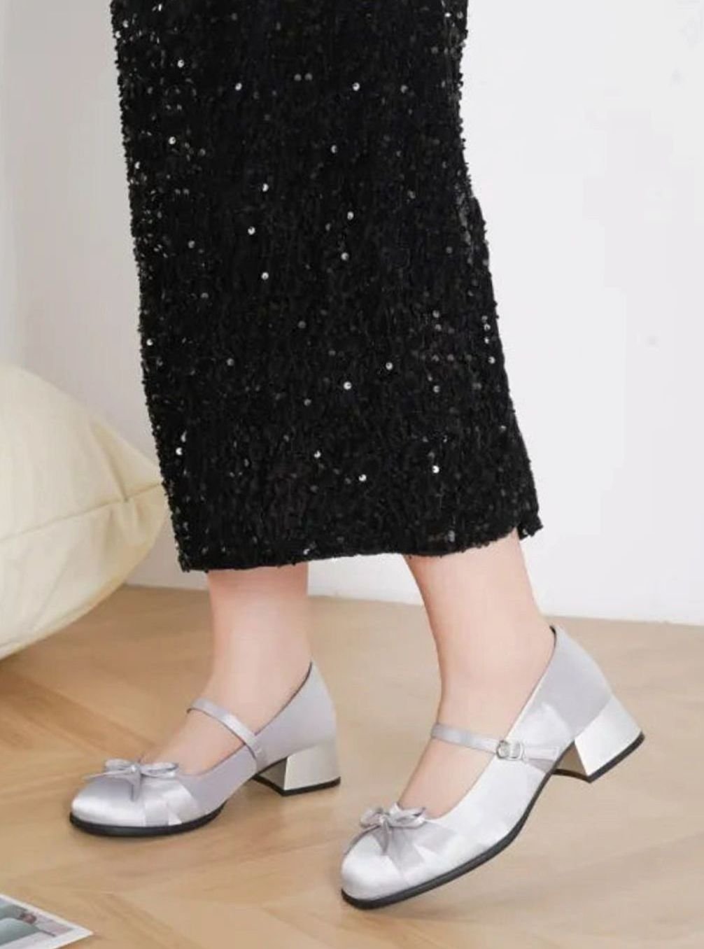 Women's Bow-Detail Block-Heel Mary Jane Shoes