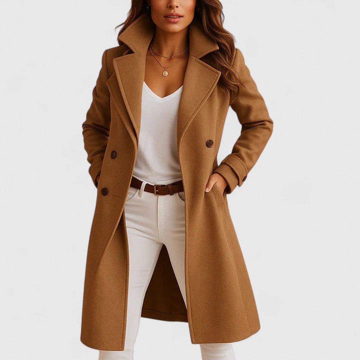 Women's Tailored Longline Coat with Notch Lapels