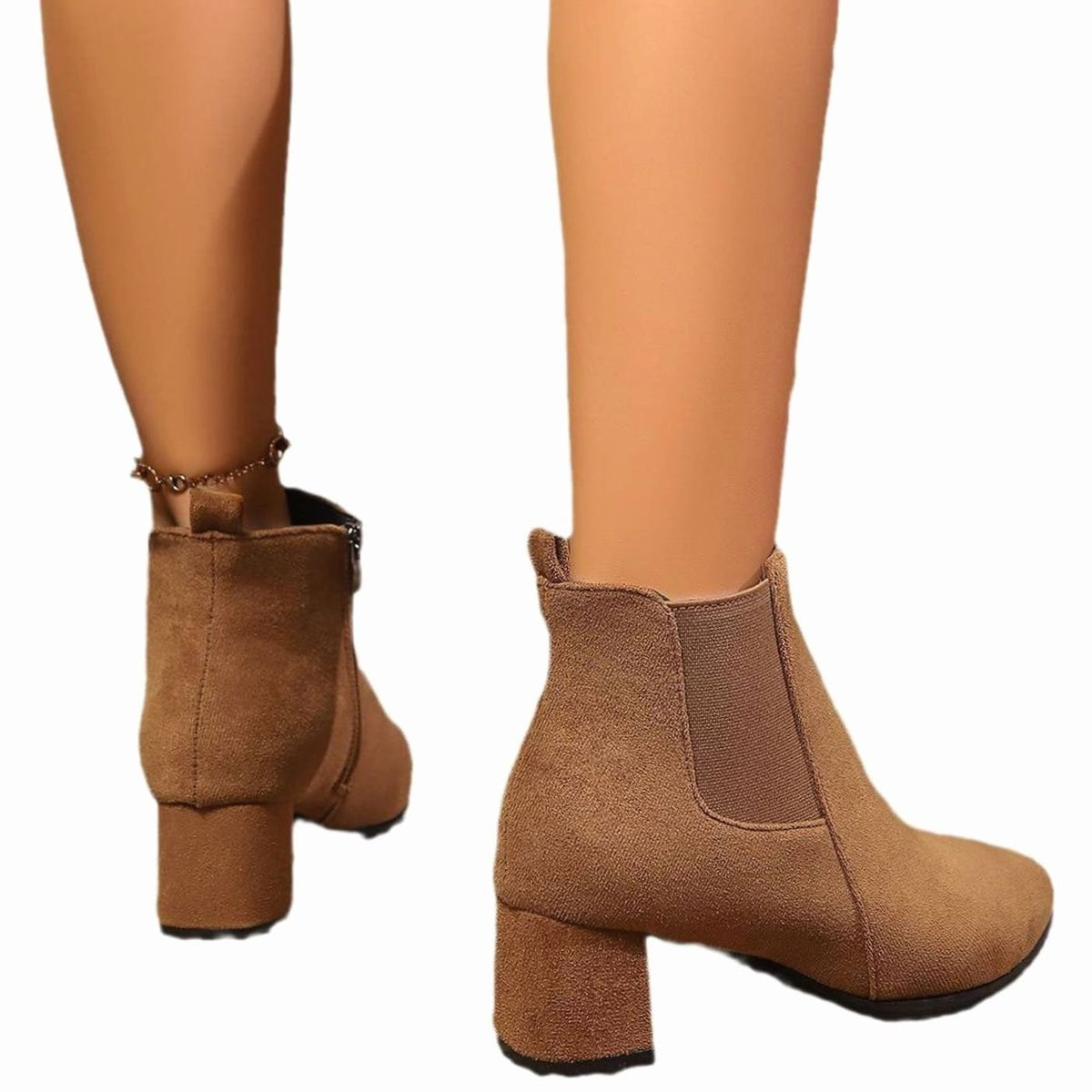 Women's Faux Suede Block-Heel Side-Zip Ankle Boots