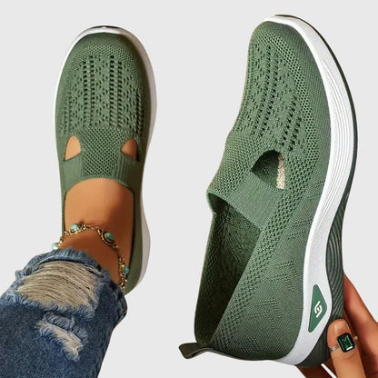Women's Orthopaedic Slip-On Walking Shoes with Hook-and-Loop Strap