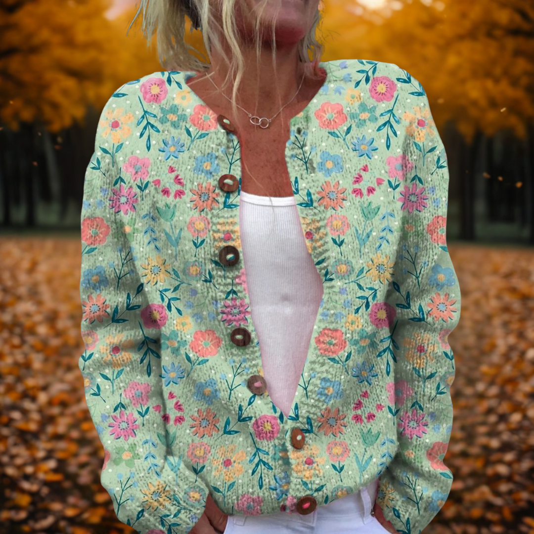 Women's Floral Print Relaxed Open-Front Cardigan