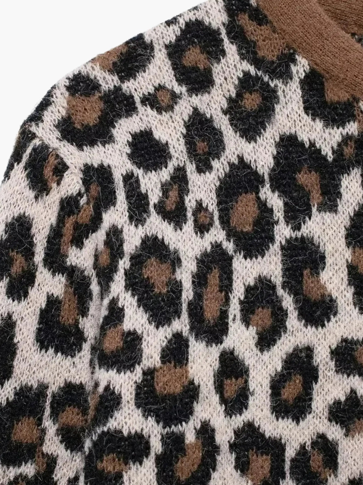Women's Relaxed Leopard Print V-Neck Knit Cardigan