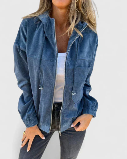 Women's Relaxed-Fit Retro Zip-Up Jacket with Pockets