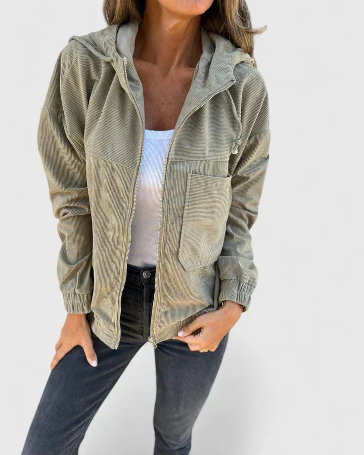Women's Relaxed-Fit Retro Zip-Up Jacket with Pockets