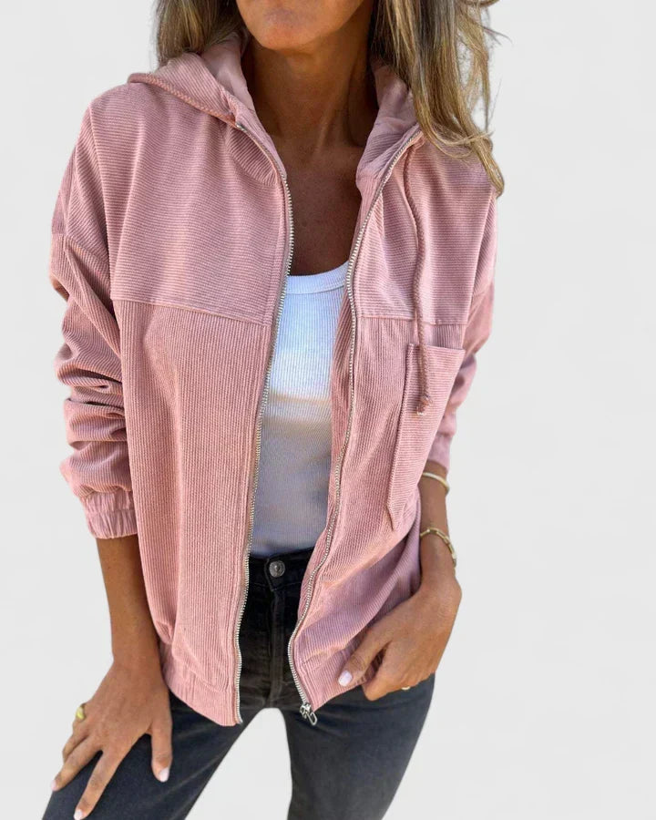 Women's Relaxed-Fit Retro Zip-Up Jacket with Pockets