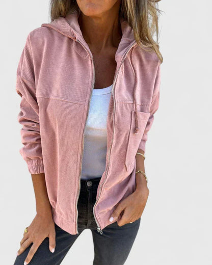 Women's Relaxed-Fit Retro Zip-Up Jacket with Pockets