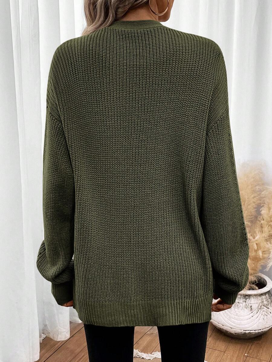 Women's Drop-Shoulder Pointelle Knit Cardigan