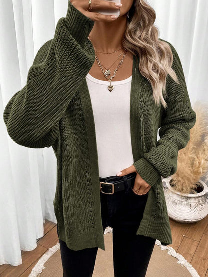Women's Drop-Shoulder Pointelle Knit Cardigan