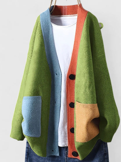 Women's Oversized Button-Up Cardigan with Pockets