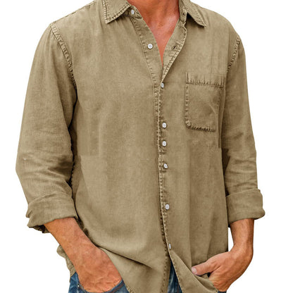 Bronislaw - Chemise unie décontractée à manches longues pour hommes