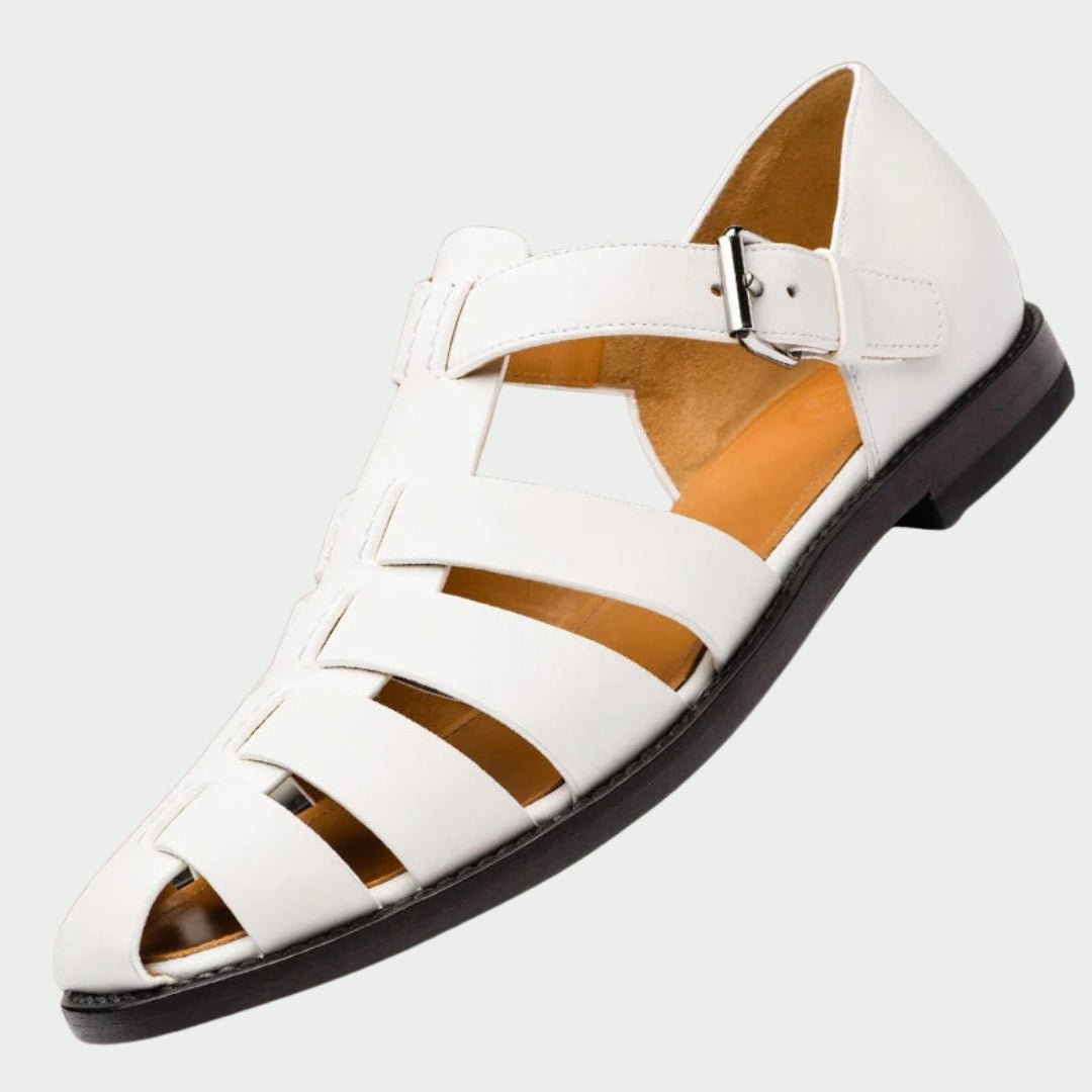 Women's Leather-Look Closed-Toe Fisherman Sandals with Buckle