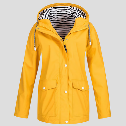 Women's Waterproof Hooded Raincoat with Zip Front