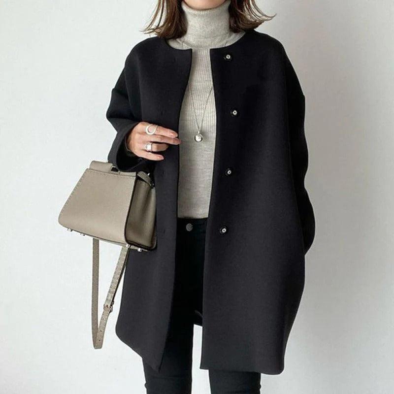 Women's Relaxed-Fit Short Coat with Pockets