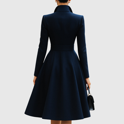 Women's Navy Tailored A-Line Coat Dress