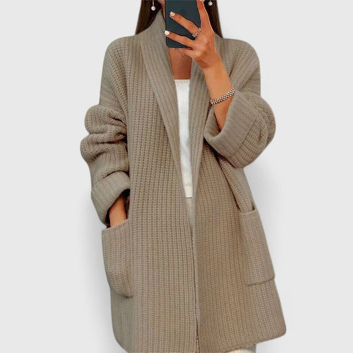 Women's Longline Open-Front Cardigan with Pockets