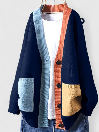 Women's Oversized Button-Up Cardigan with Pockets
