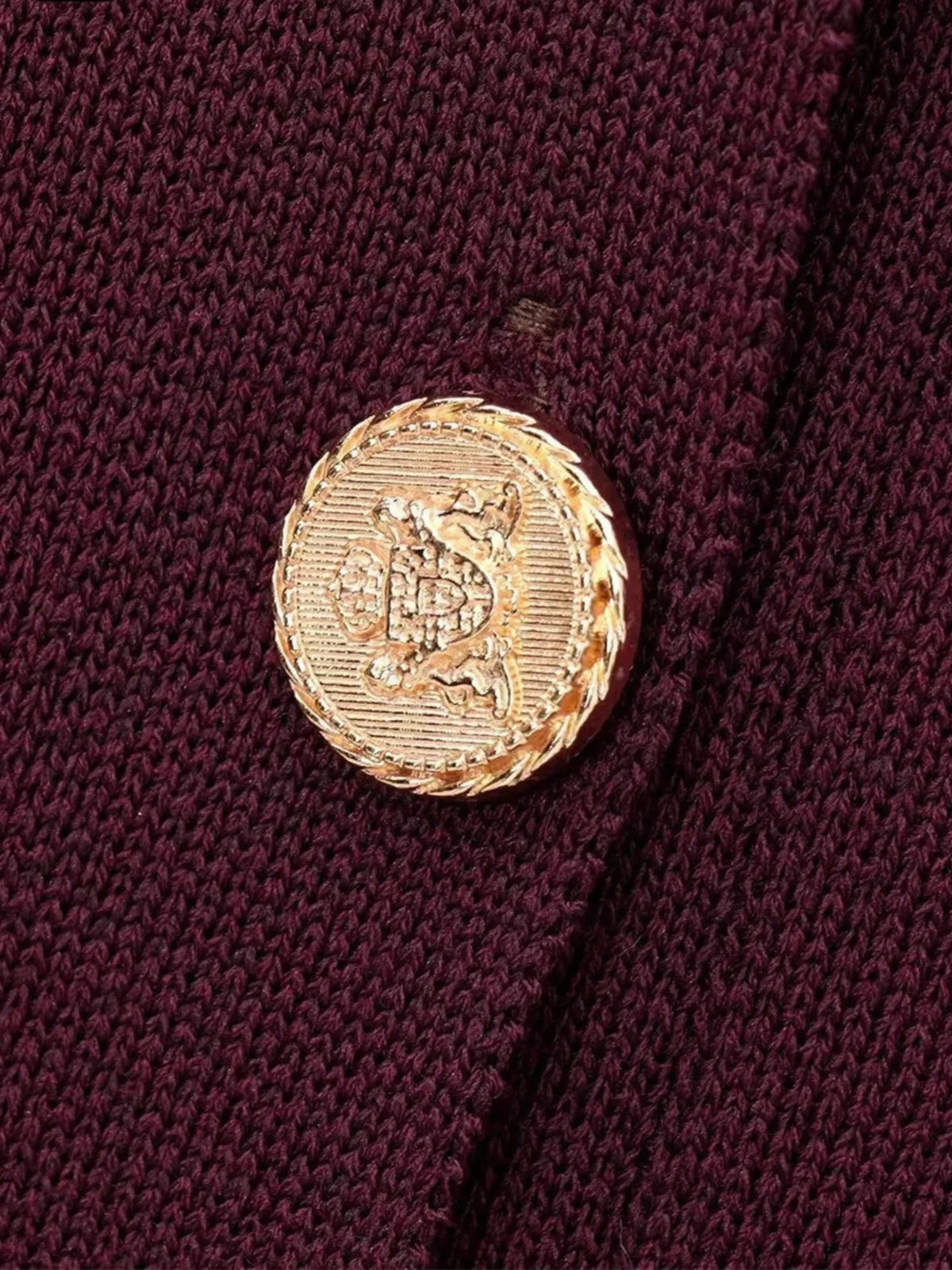 Women's Gold Button Round-Neck Knit Cardigan