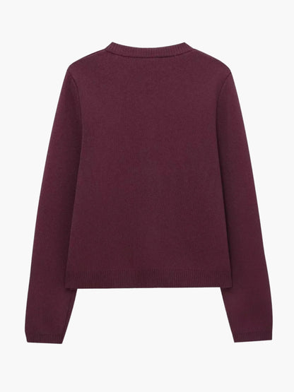 Women's Gold Button Round-Neck Knit Cardigan