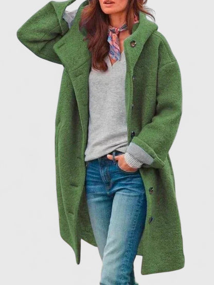Women's Hooded Button-Front Longline Coat