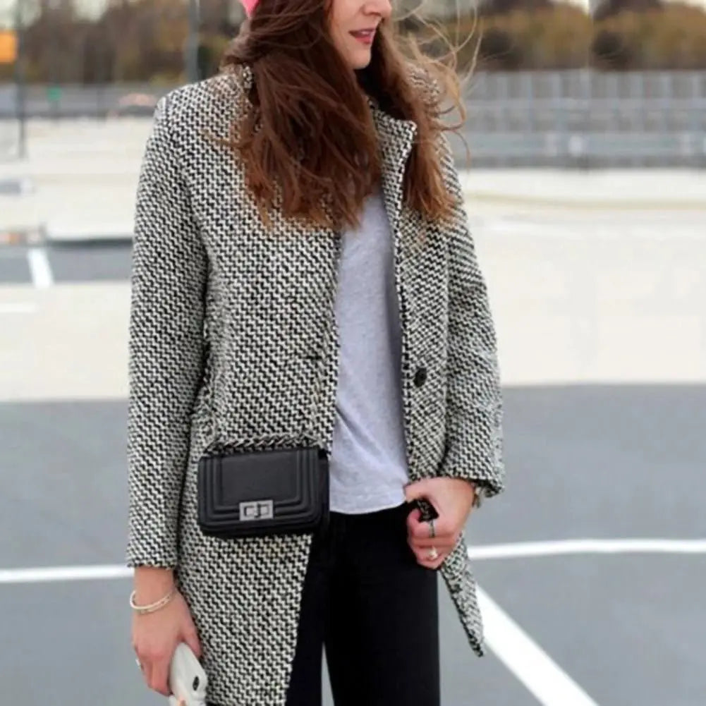 Women's Vintage Houndstooth Pattern Coat