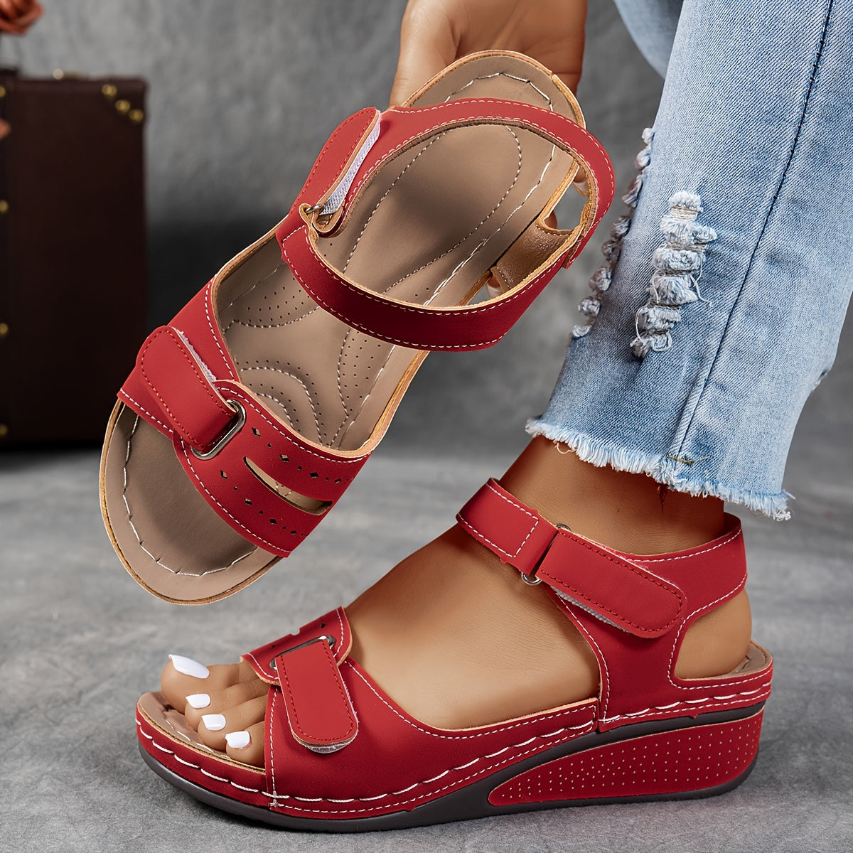 Women's Orthopaedic Adjustable-Strap Wedge Sandals