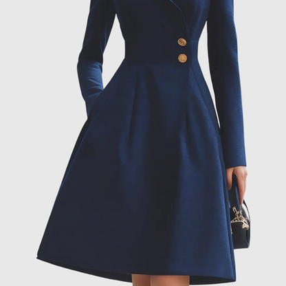 Women's Navy Tailored A-Line Coat Dress