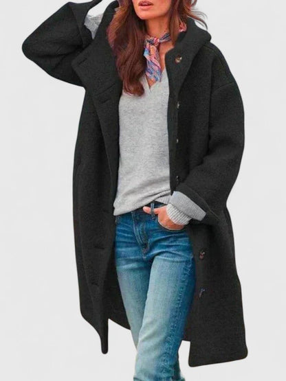 Women's Hooded Button-Front Longline Coat