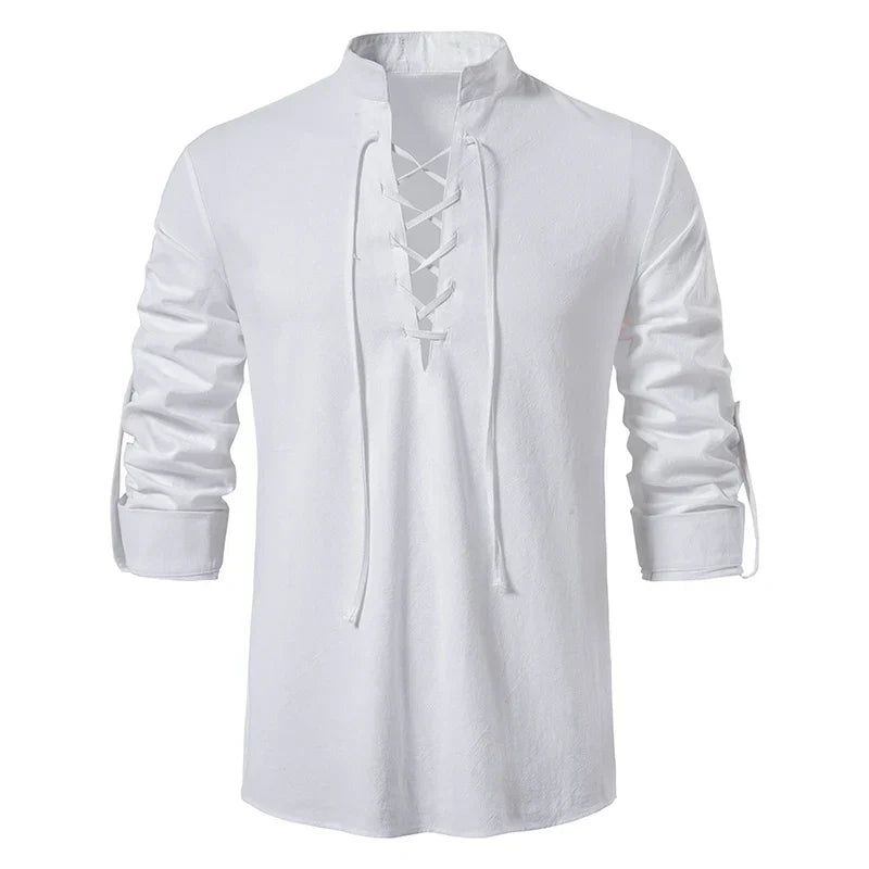 Gaetano - T-shirt Henley pour hommes avec lacets pour un look décontracté