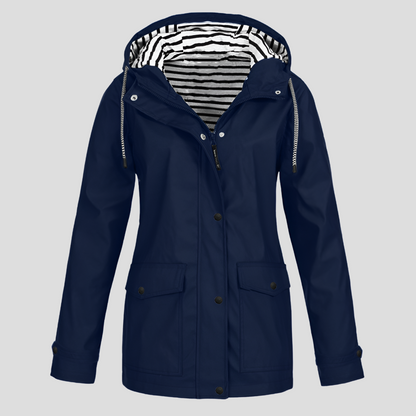 Women's Waterproof Hooded Raincoat with Zip Front