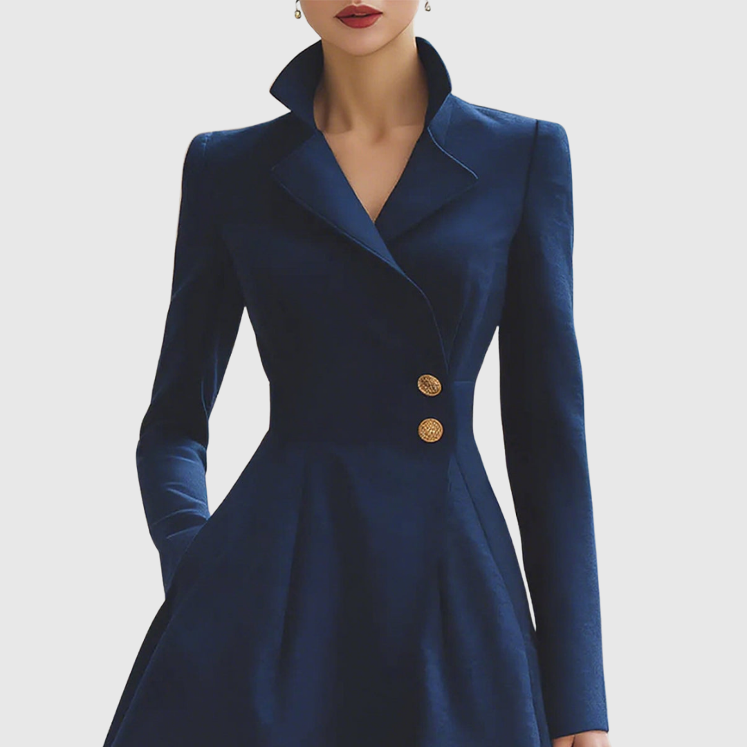 Women's Navy Tailored A-Line Coat Dress