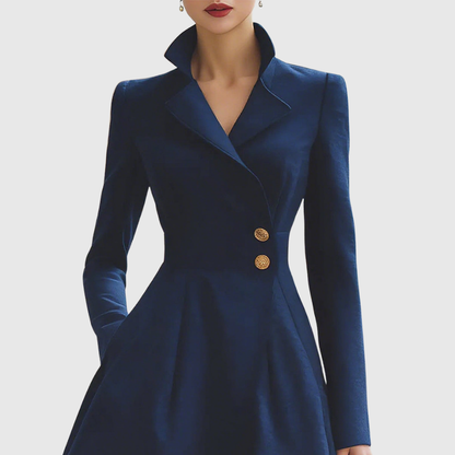 Women's Navy Tailored A-Line Coat Dress