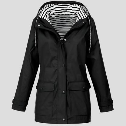 Women's Waterproof Hooded Raincoat with Zip Front