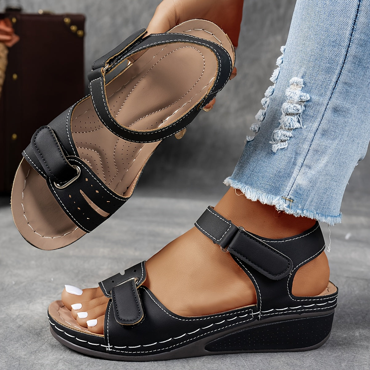 Women's Orthopaedic Adjustable-Strap Wedge Sandals