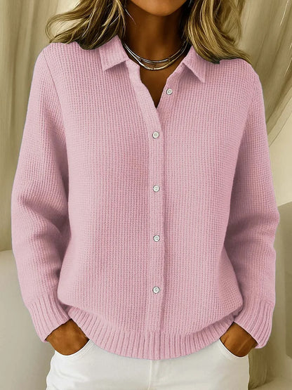 Women's Button-Front Cardigan with Contrast Cuffs