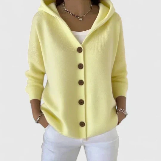 Women's Hooded Button-Up Relaxed Cardigan